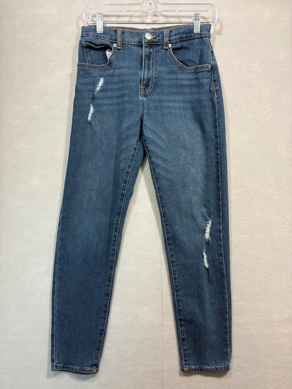 Levi’s Mini Mom Jeans Juniors 16 Regular High Rise Blue Distressed Denim
